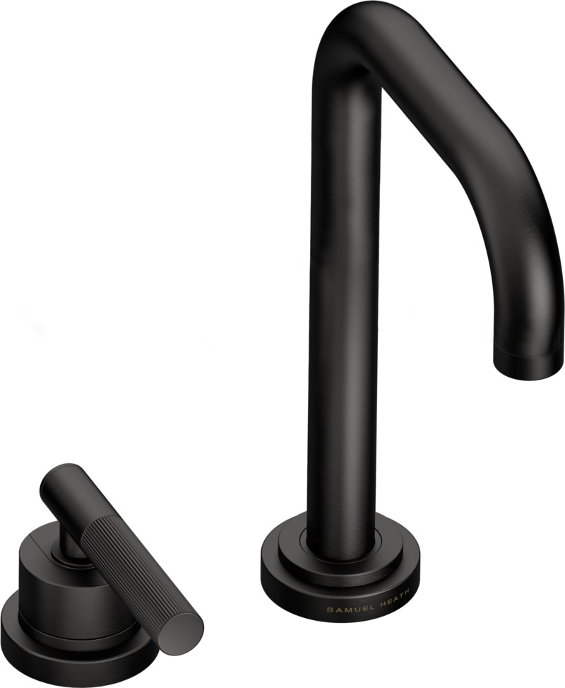 2 Hole basin mixer without pop-up waste, slim spout. 259mm spout