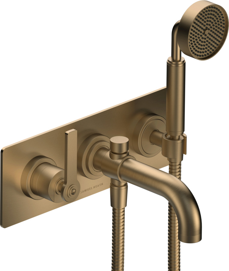 3 Hole wall mounted tub mixer with diverter, 7 1/16