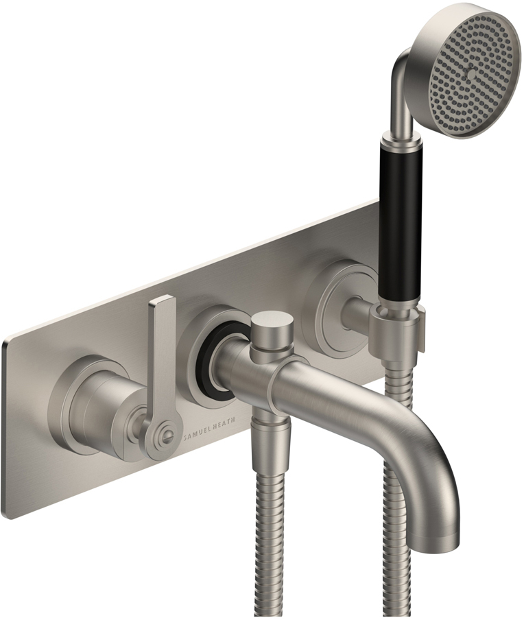 3 Hole wall mounted tub mixer with diverter, 7 1/16