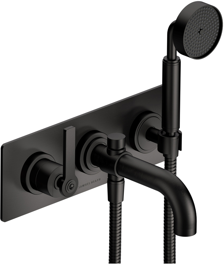 3 Hole wall mounted tub mixer with diverter, 7 1/16