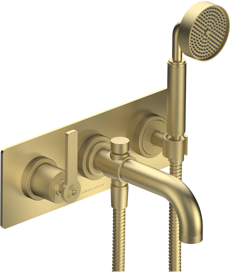 3 Hole wall mounted tub mixer with diverter, 7 1/16