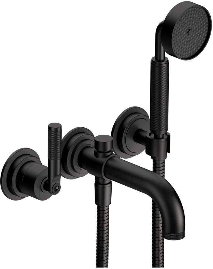 3 Hole wall mounted bath mixer with diverter, without plate, 180mm