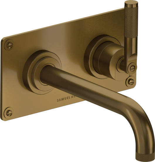 2 Hole wall mounted lavatory mixer, right handed, 8 7/16