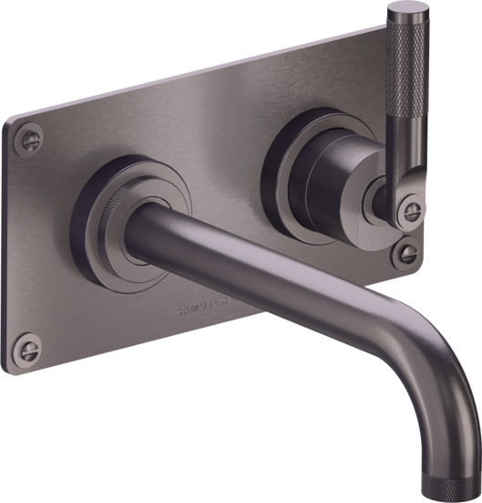 2 Hole wall mounted lavatory mixer, right handed, 8 7/16